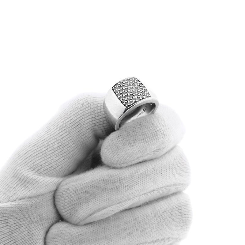 Image 7 of Silver wide paver ring with zirconia; TiSento