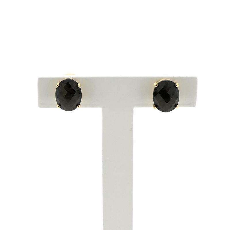 Image 1 of 9 crt. stud earrings with smoky quartz