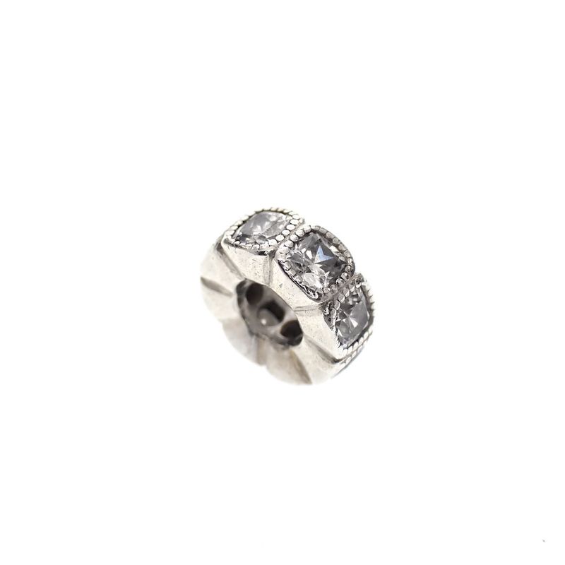 Image 1 of Pandora spacer; Silver; Zirconia in a row