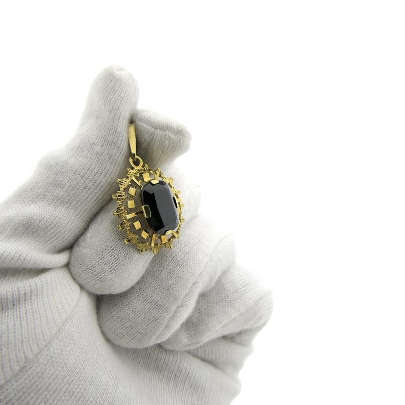 Image 8 of Vintage gold pendant with garnet; 1960s