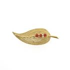 Image 1 of 18 ct. Gold feather brooch with red coral | Vintage
