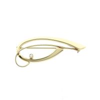 Vintage gouden abstracte broche met zirconia