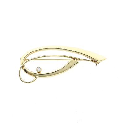 Afbeelding 1 van Vintage gouden abstracte broche met zirconia