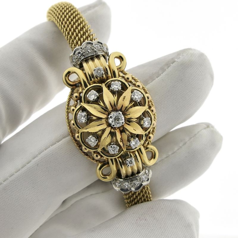 Image 8 of Swiss Geneva Bracelet/Cocktail Watch; 18k gold women's watch with diamonds