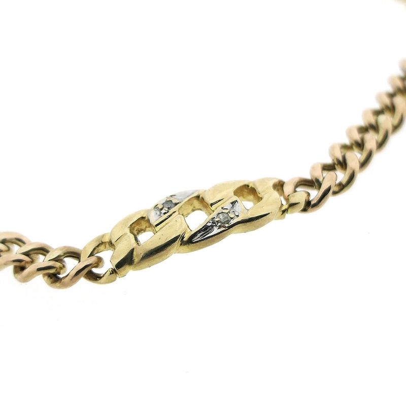 Image 3 of 8K Two-tone gourmet link bracelet with diamond; 0.03 ct. | 21 cm