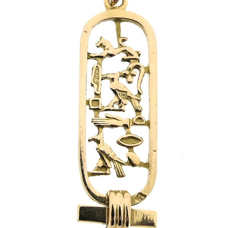 Image 3 of Gold Egyptian cartouche pendant