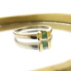 Image 2 of 18 carat bicolor gold ring set with emerald