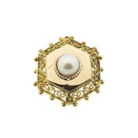 Antique two-tone gold brooch with pearl