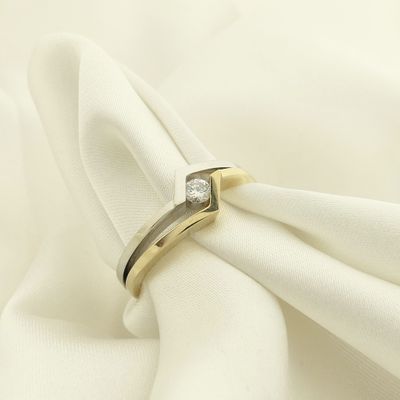 Image 2 of Two-tone gold solitaire ring with 0.12 ct. diamond | Diamonde