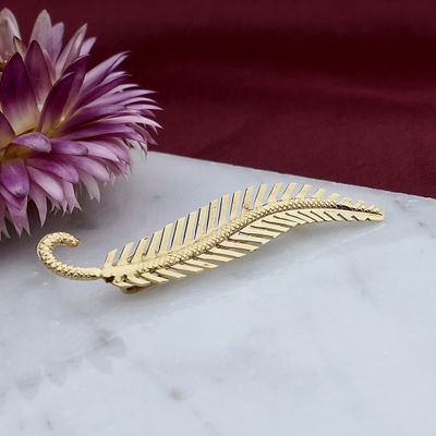 Afbeelding 2 van Vintage gouden veer broche 