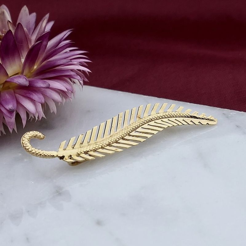 Afbeelding 2 van Vintage gouden veer broche 