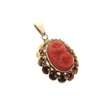 Image 2 of Vintage gold pendant with floral red coral