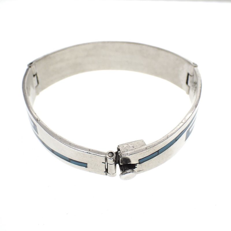 Image 3 of Silver slave bracelet with an enamel mosaic; Size S