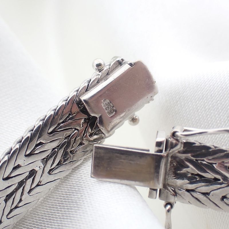 Image 5 of White gold herringbone link bracelet with diamonds; 0.48 ct.