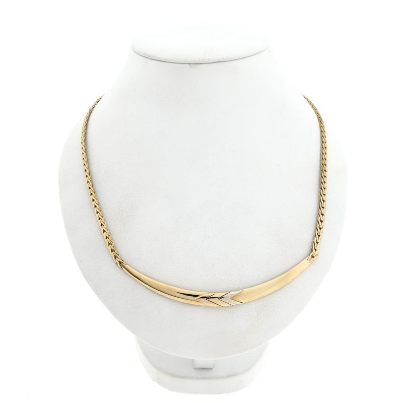 Image 1 of Gold Fantasy Link Necklace with Tricolor Pendant
