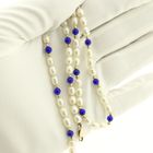 Image 8 of Pearl necklace with lapis lazuli and gold clasp | 42 cm