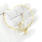 Image 9 of Gold bar link necklace with fixed pendant and zirconia