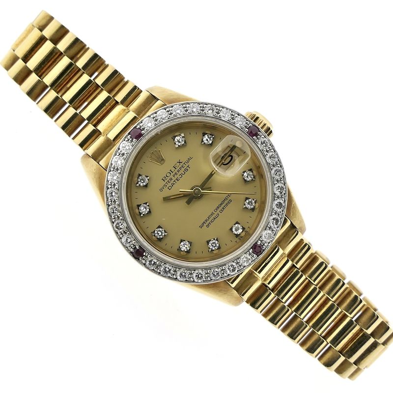 Image 14 of Rolex Datejust 26mm 69178; 18k gold women's watch with diamonds and rubies