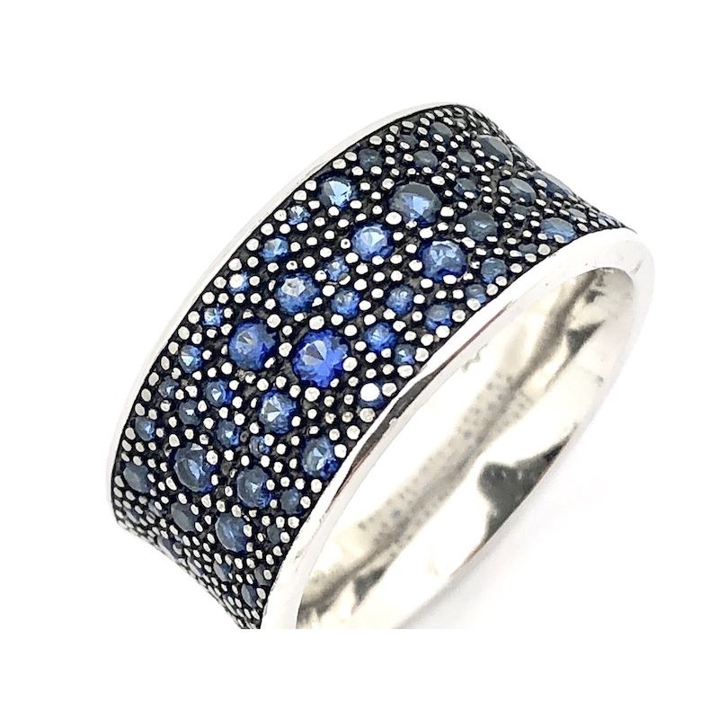 Image 4 of Silver ring with blue zirconia stones