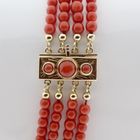 Image 6 of Blood coral bead necklace with gold clasp; Antique | 43 cm