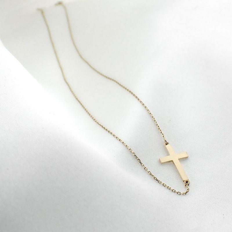 Image 2 of Gold anchor link chain with fixed pendant | 43 - 45 cm