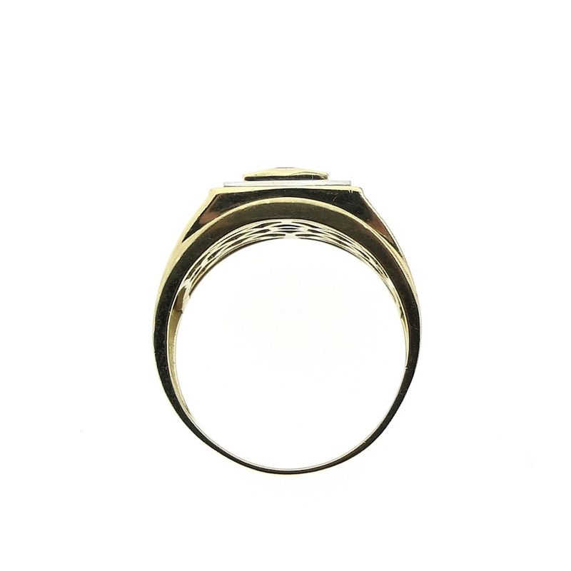 Image 3 of Two-tone gold men's ring with zirconia | Art Deco