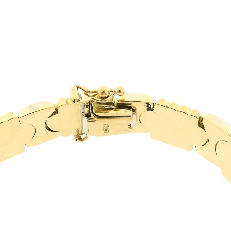Image 4 of Bicolor Gold Bracelet with Fantasy Links; 18 Karat; 20 cm