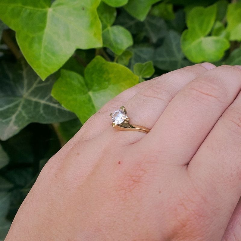 Image 6 of Gold solitaire ring with zirconia