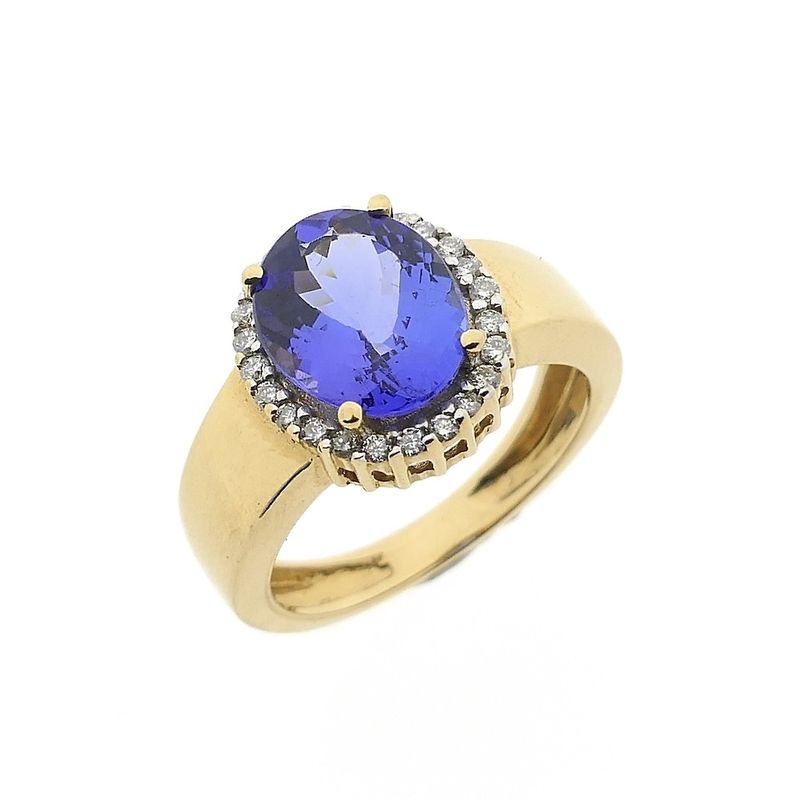 Image 1 of Gold ring with tanzanite and diamond | 0.24 ct.
