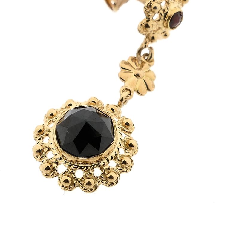 Image 5 of Gold Earrings with Garnet; 14 Carat