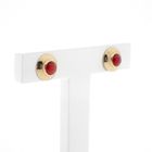 Image 1 of Vintage gold stud earrings with red coral
