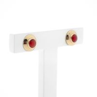 Vintage gold stud earrings with red coral