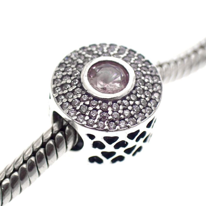 Image 2 of Pandora charm; Silver; Purple Zirconia with Hearts