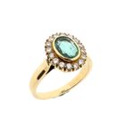 Image 1 of Gold ring with emerald and diamonds; 0.32 ct.