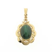 Vintage gold pendant with malachite
