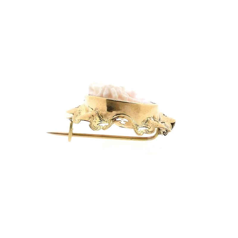 Afbeelding 11 van Antiek gouden broche met roze camee