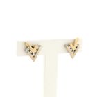 Image 4 of Bicolor gold stud earrings with diamond; 0.20 ct.