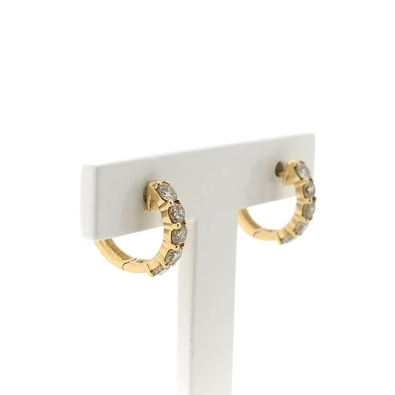 Image 2 of Gold stud earrings with diamonds; 1.00 ct.