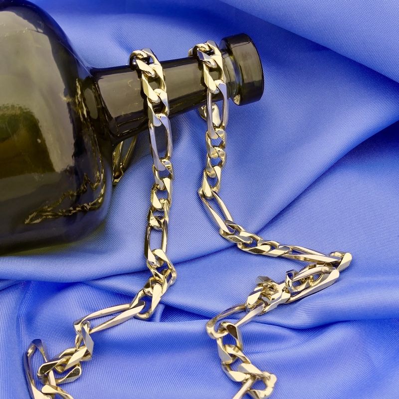 Image 2 of Wide two-tone gold Figaro link necklace; Men's | 64 cm