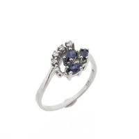 White gold ring with diamond and sapphire | 0.12 ct.