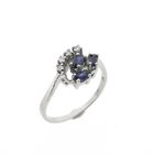 Image 1 of White gold ring with diamond and sapphire | 0.12 ct.