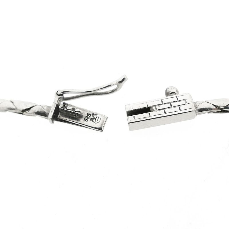 Image 7 of White gold necklace with pearl and diamond; 0.05 ct. | 44 cm