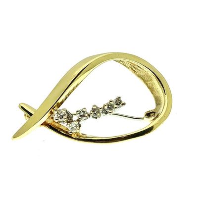 Image 1 of Yellow gold brooch with 0.24 ct diamond