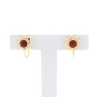 Gold earrings with red coral