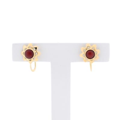 Image 1 of Gold earrings with red coral