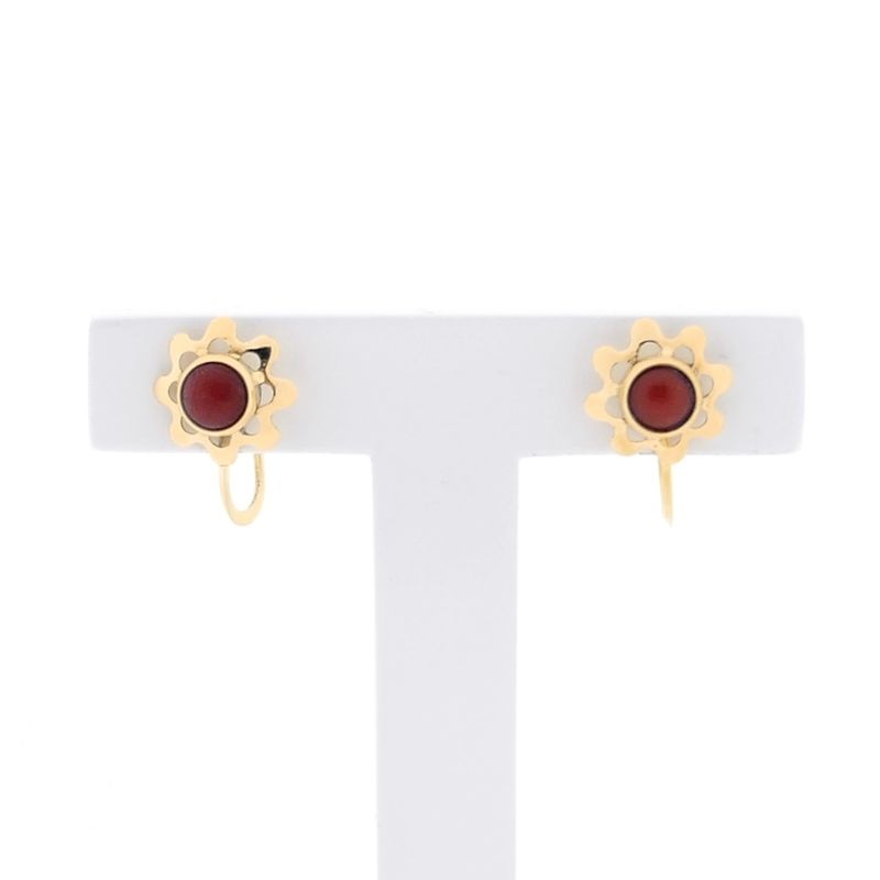 Image 1 of Gold earrings with red coral