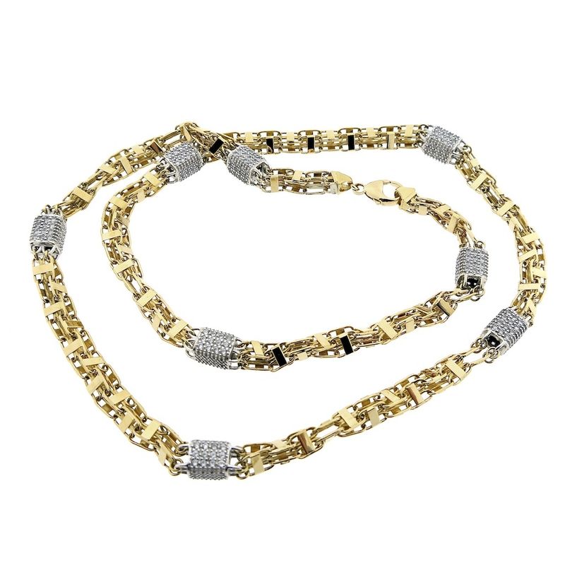 Image 5 of 18K gold magnum link chain with zirconia | 71 cm