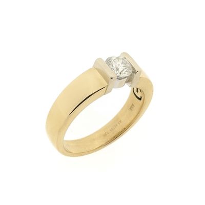 Image 1 of Christ bicolor gold solitaire ring with diamond 1.01 ct.