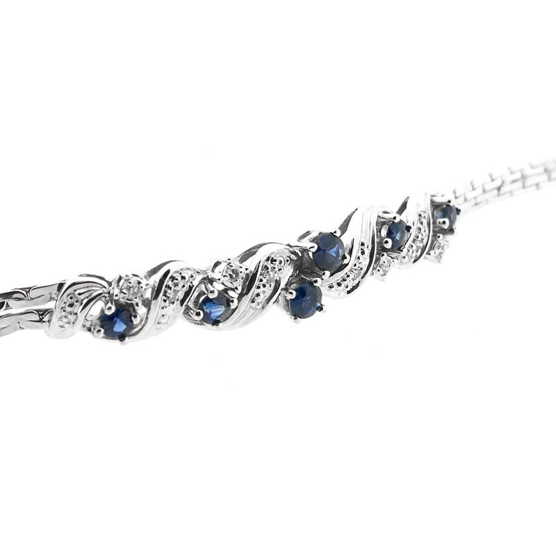 Image 8 of White Gold Cardano Link Bracelet with Sapphire & Diamonds