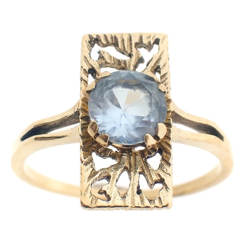 Image 3 of Retro gold ring with aquamarine